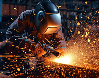welder working on custom electrical component fabrication